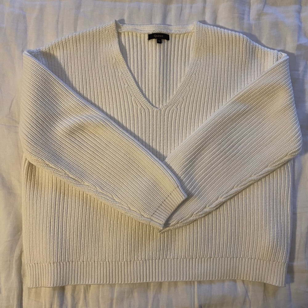 Quince Fisherman V-Neck Sweater